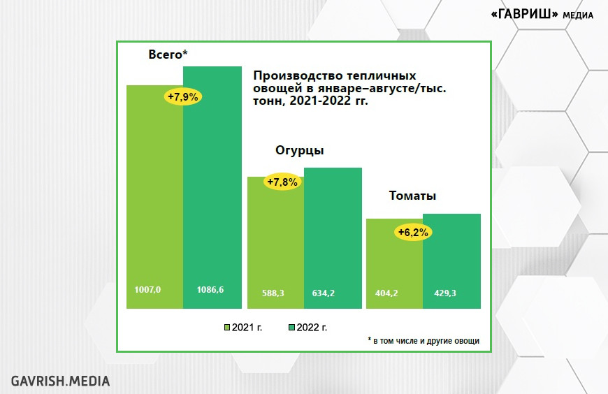 Состояние отрасли защищенного грунта России в январе-августе 2022 г.